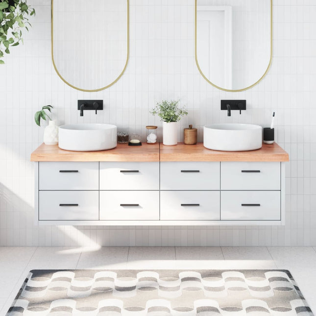 Piano Bagno Marrone 180x50x(2-6) cm Legno Massello Trattato