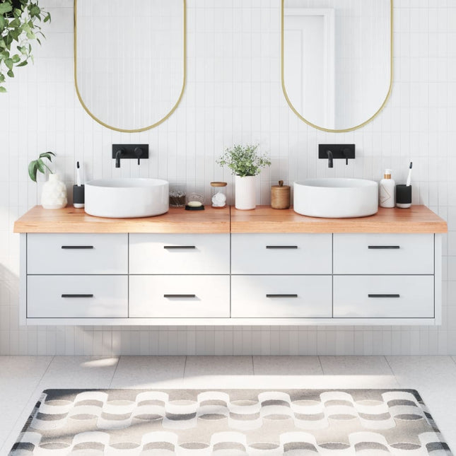 Piano Bagno Marrone 200x40x(2-6) cm Legno Massello Trattato