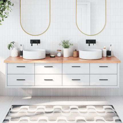 Piano Bagno Marrone 200x50x(2-4) cm Legno Massello Trattato