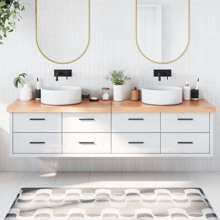 Piano Bagno Marrone 200x50x(2-6) cm Legno Massello Trattato