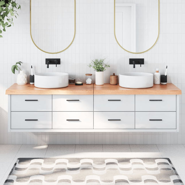 Piano Bagno Marrone 200x50x(2-6) cm Legno Massello Trattato