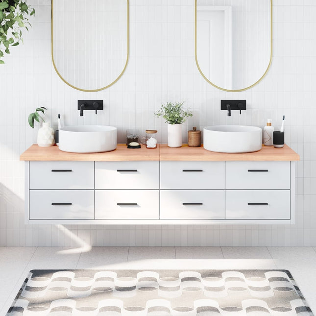 Piano Bagno Marrone 200x60x(2-4) cm Legno Massello Trattato