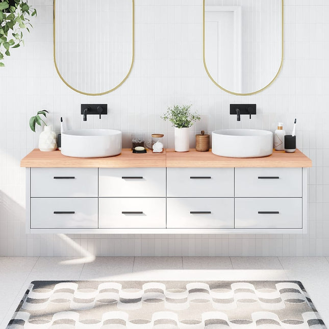 Piano Bagno Marrone 200x60x(2-6) cm Legno Massello Trattato