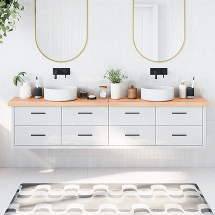 Piano Bagno Marrone 220x30x(2-6) cm Legno Massello Trattato