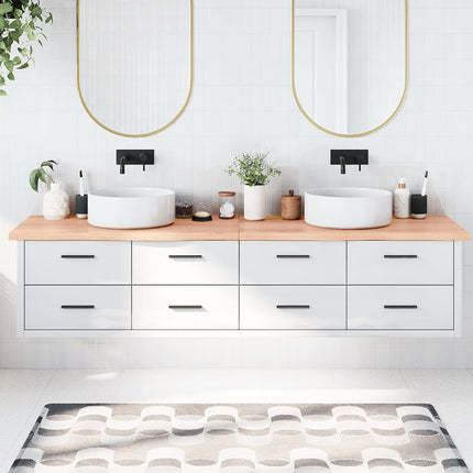 Piano Bagno Marrone 220x60x(2-4) cm Legno Massello Trattato