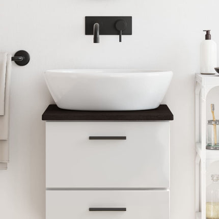 Piano Bagno Marrone Scuro 40x30x2 cm Legno Massello Trattato