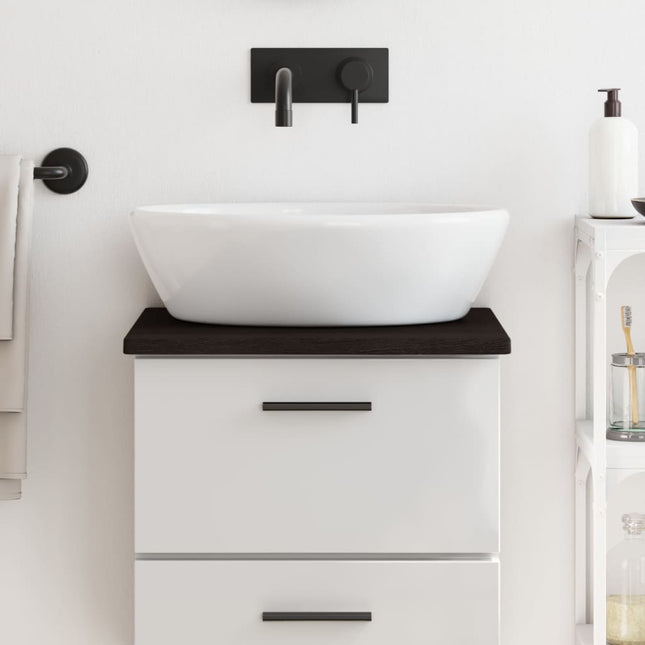 Piano Bagno Marrone Scuro 40x30x2 cm Legno Massello Trattato