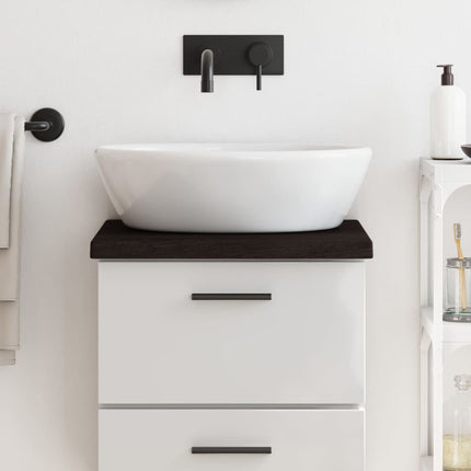 Piano Bagno Marrone Scuro 40x30x(2-4)cm Legno Massello Trattato