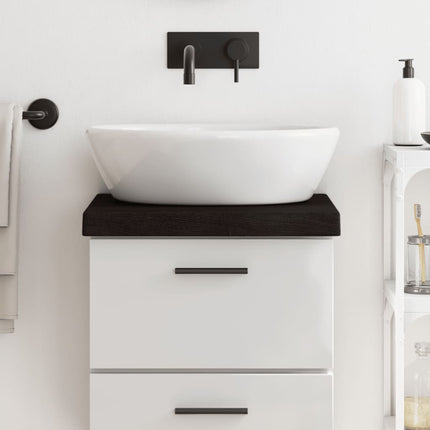 Piano Bagno Marrone Scuro 40x30x(2-6)cm Legno Massello Trattato