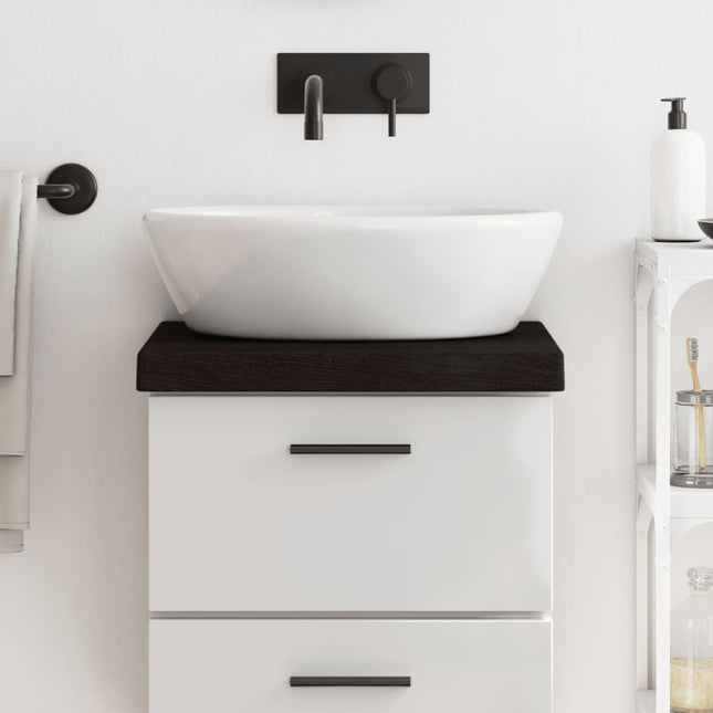 Piano Bagno Marrone Scuro 40x30x(2-6)cm Legno Massello Trattato