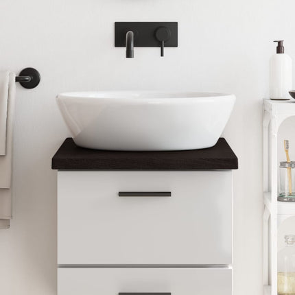 Piano Bagno Marrone Scuro 40x50x(2-4)cm Legno Massello Trattato