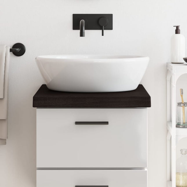 Piano Bagno Marrone Scuro 40x50x(2-6)cm Legno Massello Trattato