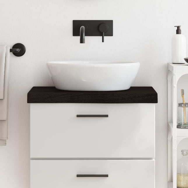 Piano Bagno Marrone Scuro 60x30x(2-6)cm Legno Massello Trattato