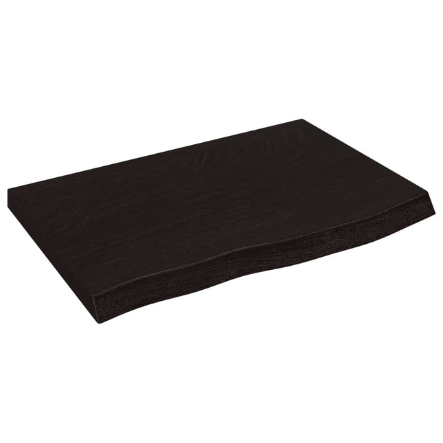 Piano Bagno Marrone Scuro 60x40x(2-6)cm Legno Massello Trattato