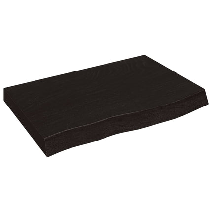 Piano Bagno Marrone Scuro 60x50x(2-4)cm Legno Massello Trattato