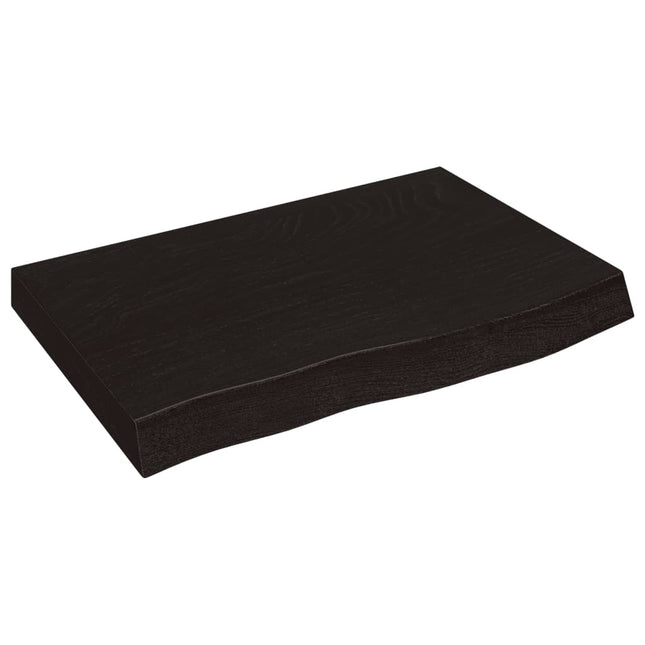 Piano Bagno Marrone Scuro 60x50x(2-4)cm Legno Massello Trattato