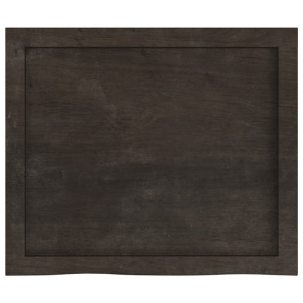 Piano Bagno Marrone Scuro 60x50x(2-4)cm Legno Massello Trattato