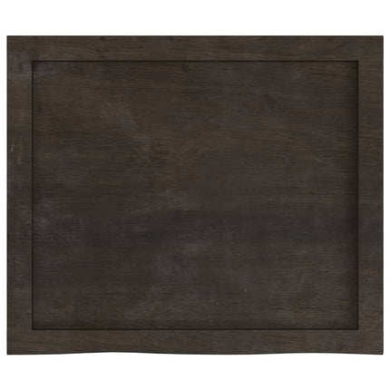 Piano Bagno Marrone Scuro 60x50x(2-6)cm Legno Massello Trattato