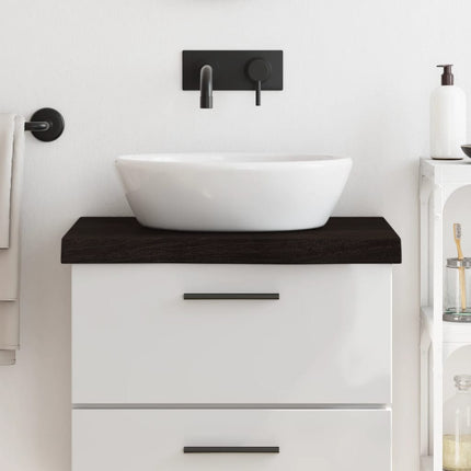 Piano Bagno Marrone Scuro 60x60x(2-6)cm Legno Massello Trattato