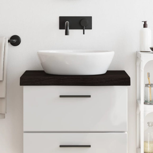 Piano Bagno Marrone Scuro 60x60x(2-6)cm Legno Massello Trattato