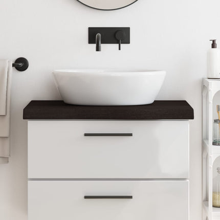 Piano Bagno Marrone Scuro 80x30x(2-6)cm Legno Massello Trattato