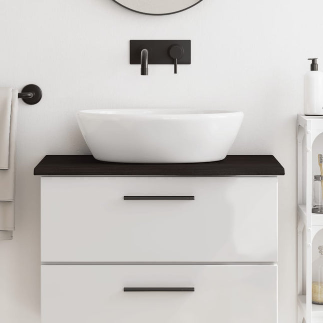 Piano Bagno Marrone Scuro 80x40x2 cm Legno Massello Trattato