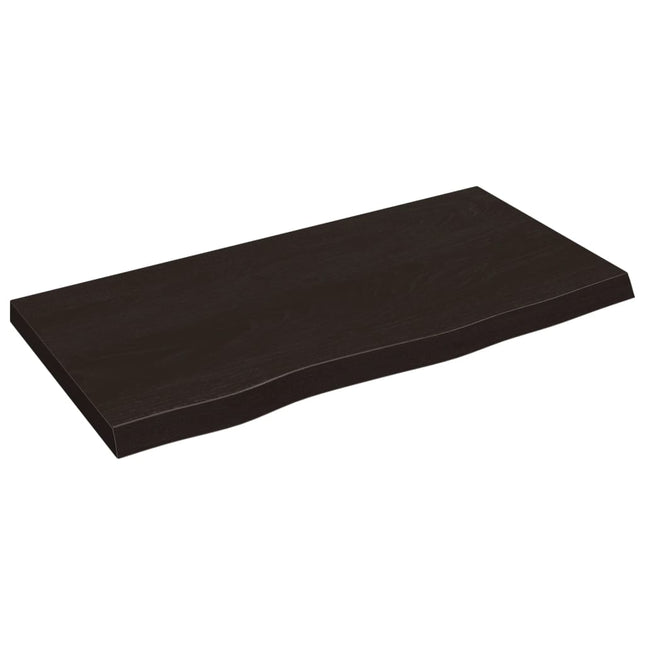 Piano Bagno Marrone Scuro 80x40x(2-4)cm Legno Massello Trattato
