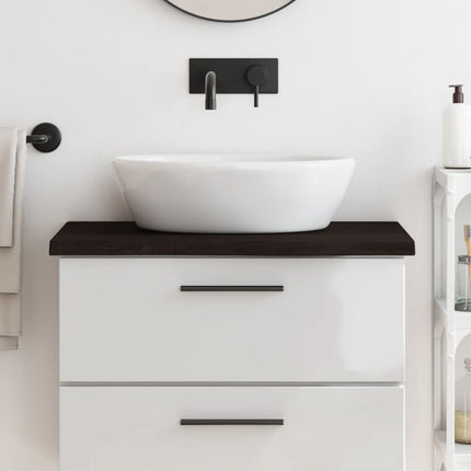 Piano Bagno Marrone Scuro 80x40x(2-4)cm Legno Massello Trattato