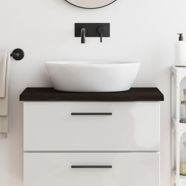 Piano Bagno Marrone Scuro 80x40x(2-4)cm Legno Massello Trattato