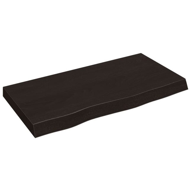 Piano Bagno Marrone Scuro 80x40x(2-6)cm Legno Massello Trattato