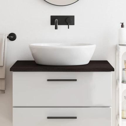 Piano Bagno Marrone Scuro 80x50x2 cm Legno Massello Trattato