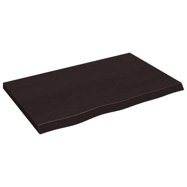 Piano Bagno Marrone Scuro 80x50x(2-4)cm Legno Massello Trattato