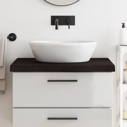 Piano Bagno Marrone Scuro 80x60x(2-6)cm Legno Massello Trattato