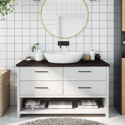 Piano Bagno Marrone Scuro 100x30x(2-4)cm Legno Trattato