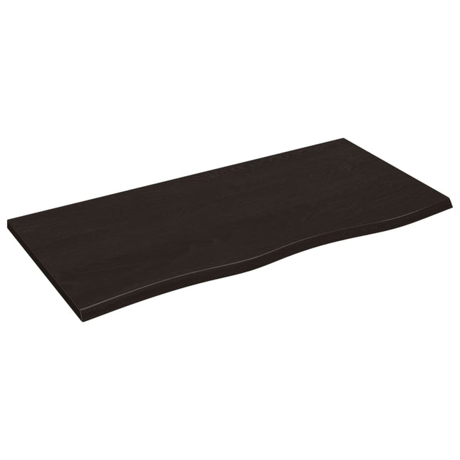 Piano Bagno Marrone Scuro 100x50x2 cm Legno Massello Trattato