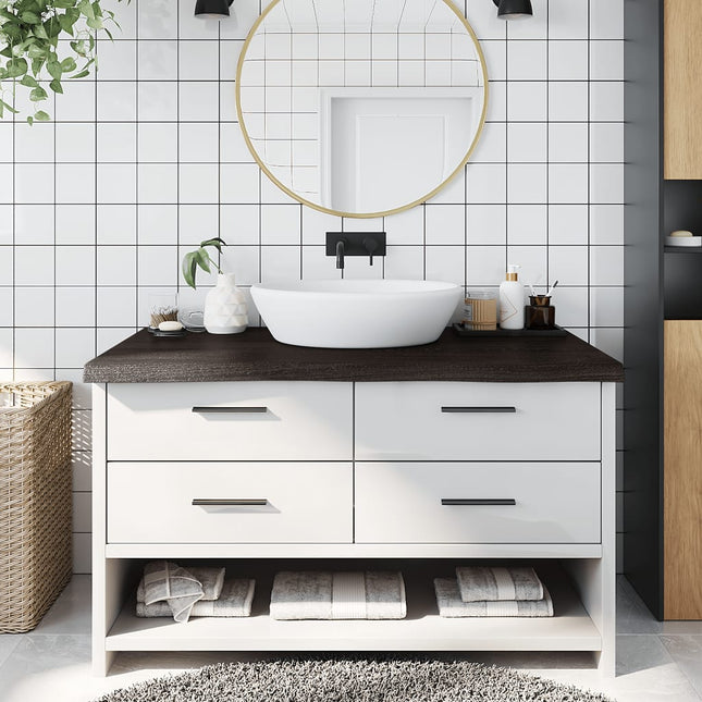 Piano Bagno Marrone Scuro 100x50x(2-6)cm Legno Trattato