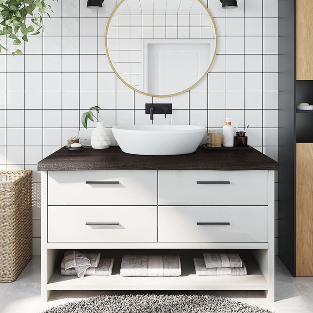 Piano Bagno Marrone Scuro 100x60x(2-6) cm Legno Trattato