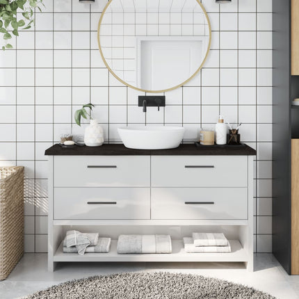 Piano Bagno Marrone Scuro 120x30x(2-4)cm Legno Trattato