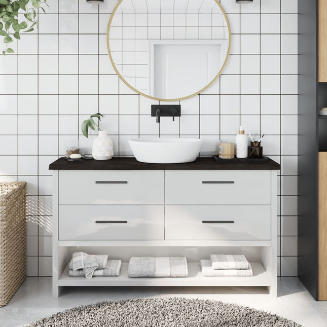 Piano Bagno Marrone Scuro 120x30x(2-4)cm Legno Trattato