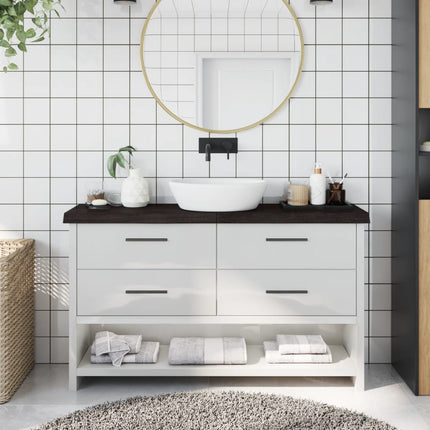 Piano Bagno Marrone Scuro 120x30x(2-6)cm Legno Trattato