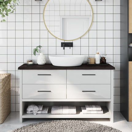 Piano Bagno Marrone Scuro 120x40x(2-4)cm Legno Trattato
