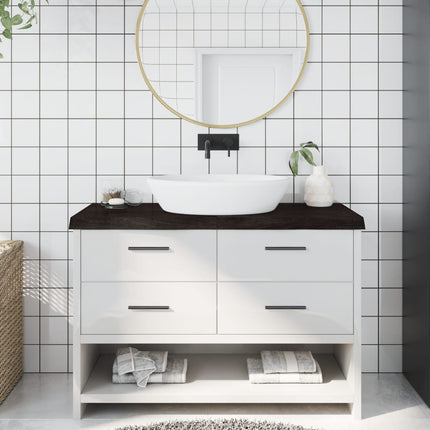 Piano Bagno Marrone Scuro 120x50x(2-6)cm Legno Trattato