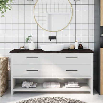 Piano Bagno Marrone Scuro 160x30x(2-4)cm Legno Trattato