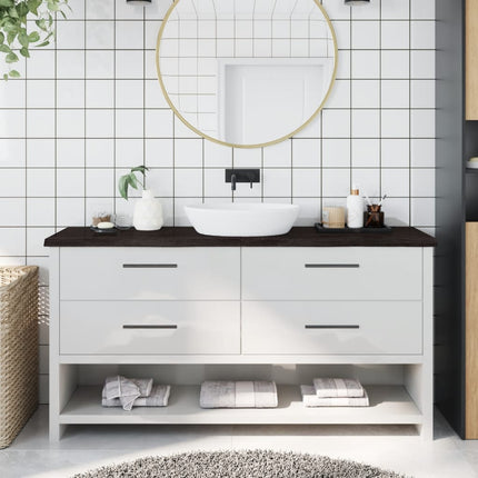 Piano Bagno Marrone Scuro 160x40x(2-4)cm Legno Trattato