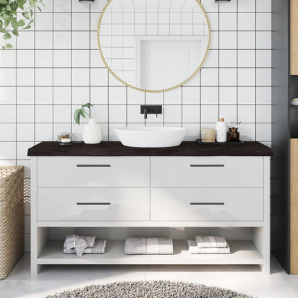 Piano Bagno Marrone Scuro 160x40x(2-6))cm Legno Trattato