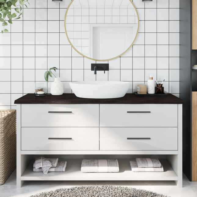 Piano Bagno Marrone Scuro 160x60x(2-4)cm Legno Trattato
