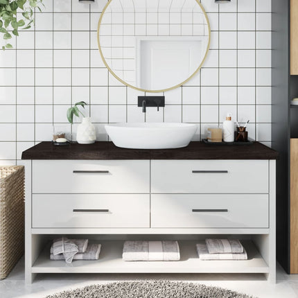 Piano Bagno Marrone Scuro 160x60x(2-6)cm Legno Trattato