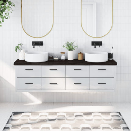 Piano Bagno Marrone Scuro 180x30x(2-6)cm Legno Trattato