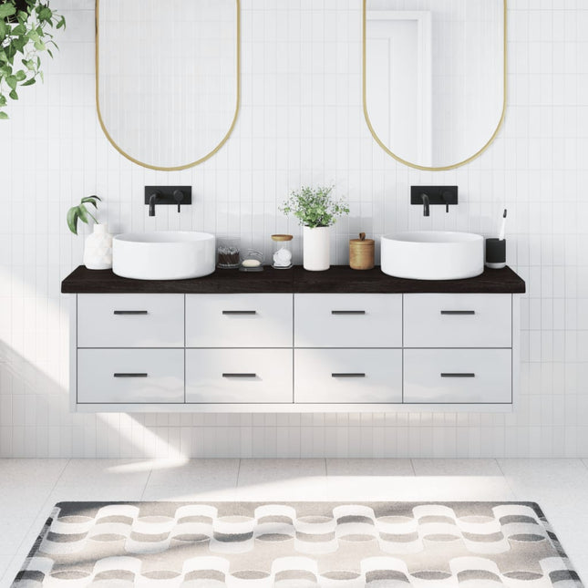 Piano Bagno Marrone Scuro 180x30x(2-6)cm Legno Trattato
