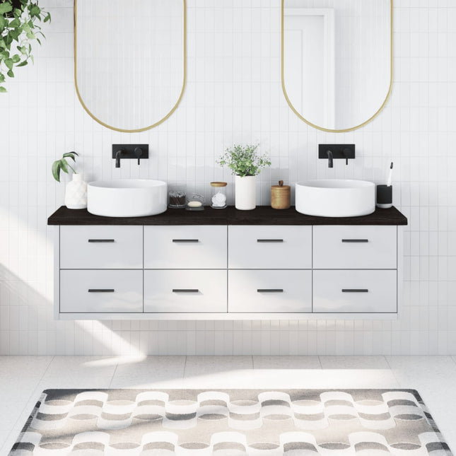 Piano Bagno Marrone Scuro 180x40x(2-4)cm Legno Trattato